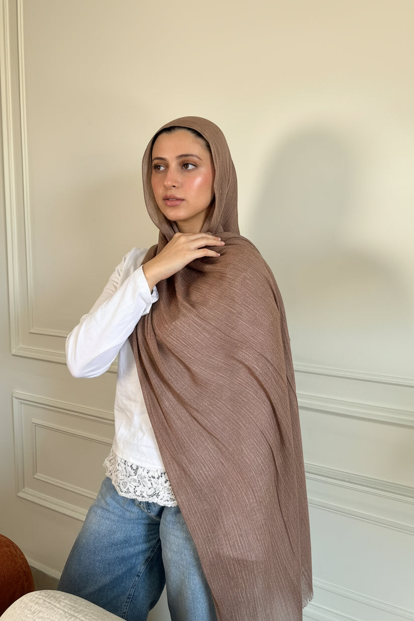 Light Brown Cotton Crinkle